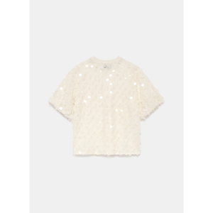 Mint Velvet Cream Sequin Mesh T Shirt